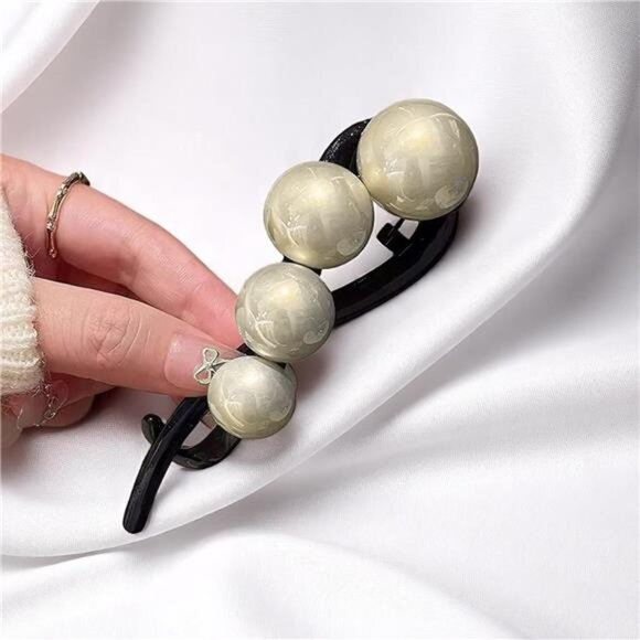 Pearl Twist Hair Clip | Elegant Beaded Design for Updos & Styling - Picture 2 of 4